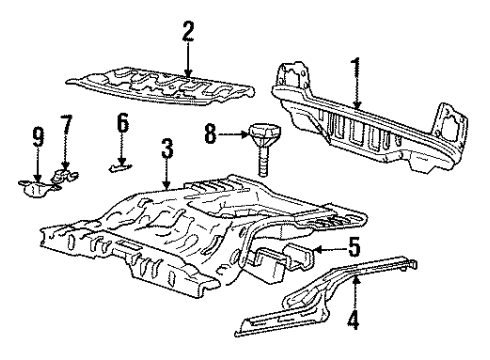 1992 Hyundai Elantra Rear Body Panel Assembly-Rear Package Tray Diagram for 69300-28300