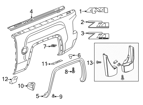 2014 GMC Sierra 1500 Exterior Trim - Pick Up Box Upper Molding Diagram for 22763054