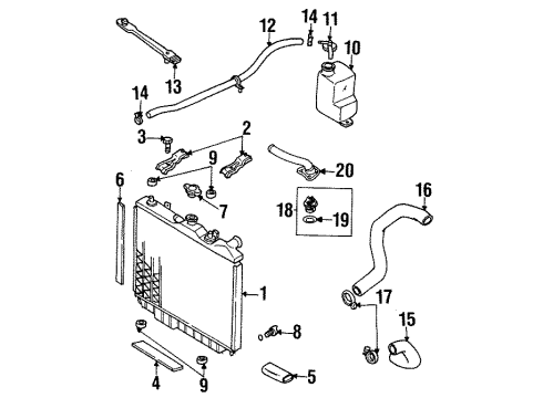 1998 Isuzu Rodeo Radiator & Components Hose, Water Radiator Inlet Diagram for 8-97125-164-0