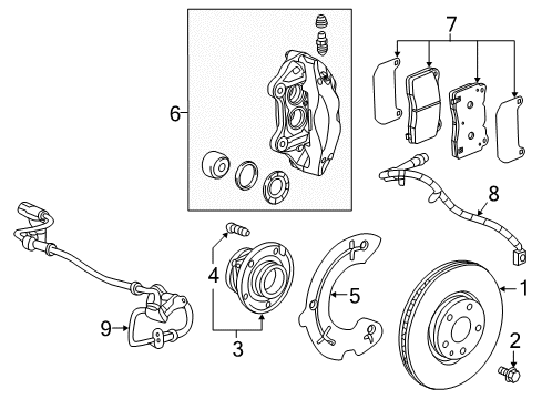 2019 Cadillac CT6 Brake Components Brake Pads Diagram for 84701020