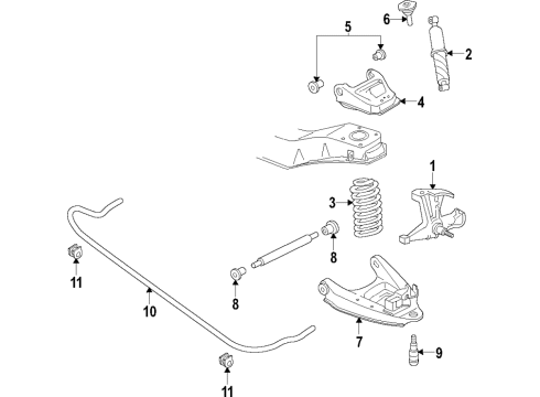 2007 GMC Savana 3500 Front Suspension Components, Lower Control Arm, Upper Control Arm, Stabilizer Bar Shock Absorber Diagram for 84334623