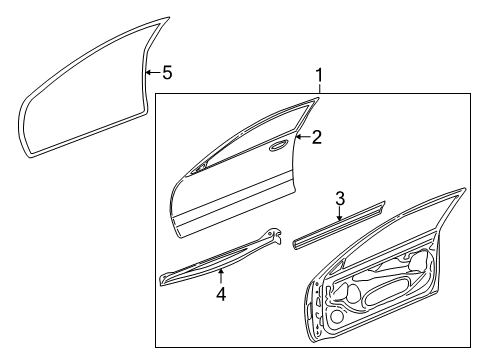 2005 Pontiac Grand Am Door & Components Weatherstrip Asm-Front Side Door *Pewter Diagram for 15147488