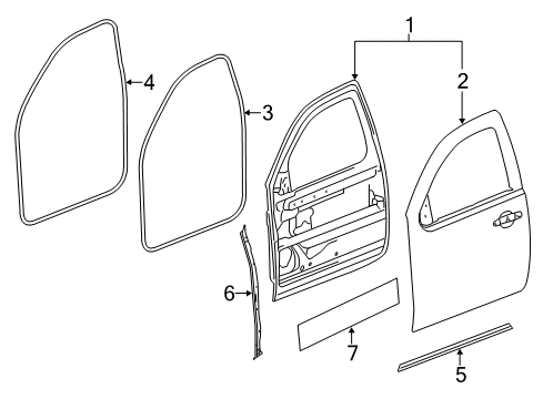 2017 Chevrolet Silverado 2500 HD Front Door Door Weatherstrip Diagram for 23275375