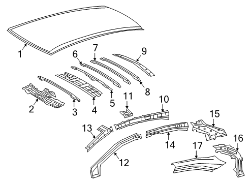 2021 Toyota Corolla Roof & Components Weatherstrip Pillar Reinforcement Diagram for 61135-02250
