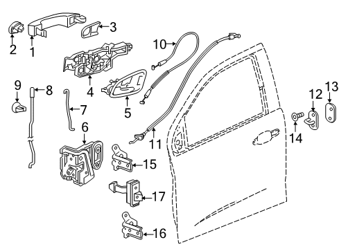 2017 GMC Canyon Front Door - Lock & Hardware Lock Rod Diagram for 22949349