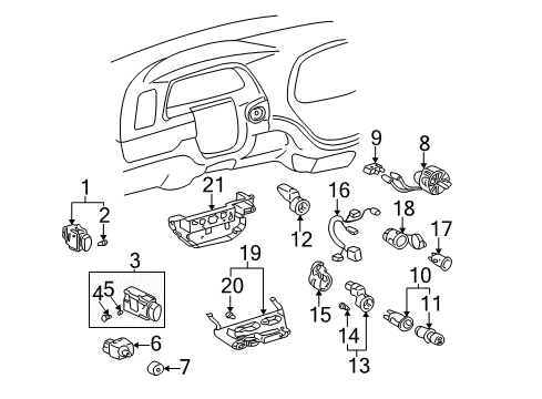2001 Toyota Tundra Switches Bulb Diagram for 90011-01001