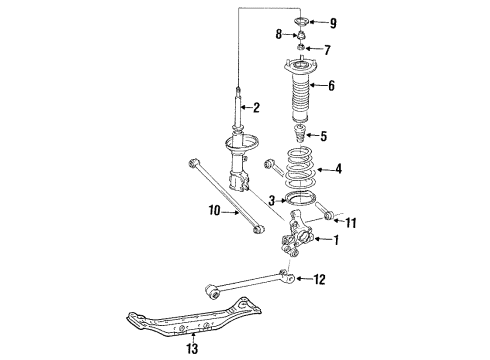 1998 Chevrolet Prizm Rear Suspension Components, Stabilizer Bar Mount, Rear Suspension Strut Diagram for 94859899