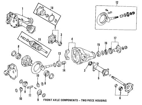 1989 Toyota Van Front Axle, Differential, Propeller Shaft Ring & Pinion Gear Diagram for 41201-29637