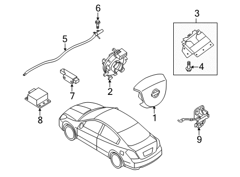 2009 Nissan Altima Air Bag Components Curtain Air Bag Passenger Side Module Assembly Diagram for 985P0-JB18A
