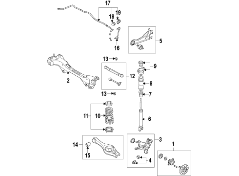 2006 Kia Optima Rear Suspension Components, Lower Control Arm, Upper Control Arm, Stabilizer Bar Bush-Rubber Diagram for 55256-2G000