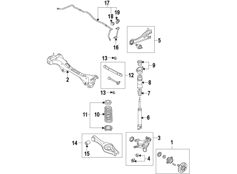 2006 Kia Optima Rear Suspension Components, Lower Control Arm, Upper Control Arm, Stabilizer Bar Carrier Assembly-Rear Axle Diagram for 527202G011