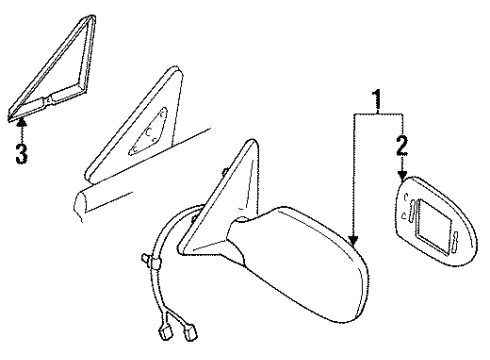 1997 Nissan 240SX Outside Mirrors Door Mirror Assy-RH Diagram for J6301-73F00