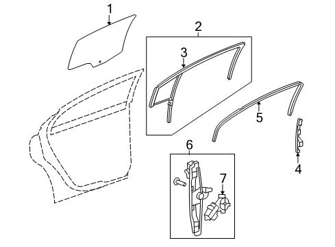 2011 Chevrolet Malibu Rear Door - Glass & Hardware Weatherstrip, Rear Side Door Window Inner Diagram for 20856460