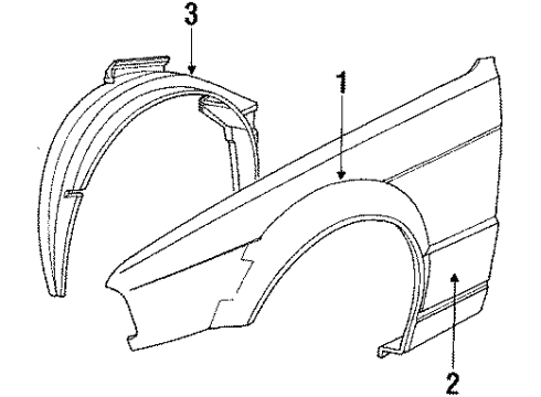 1989 BMW 535i Fender & Components Covering Left Diagram for 51711944363