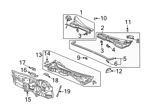 2002 Acura RSX Cowl Rubber, Rear Hood Seal Diagram for 74143-S6M-000