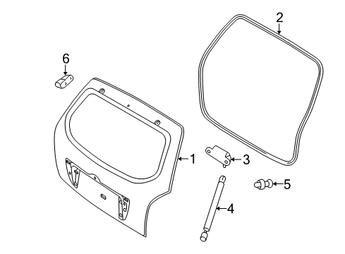 2006 Hyundai Tucson Tail Gate Panel Assembly-Tail Gate Diagram for 73700-2E110