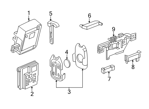 2019 GMC Sierra 1500 Keyless Entry Components Control Module Diagram for 23473341