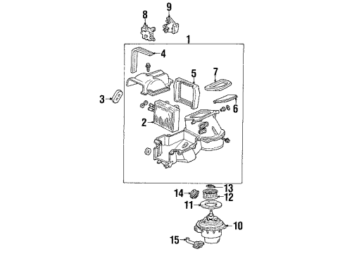 2002 Mercury Villager A/C Evaporator Components Actuator Assembly Diagram for XF5Z-19E616-AA