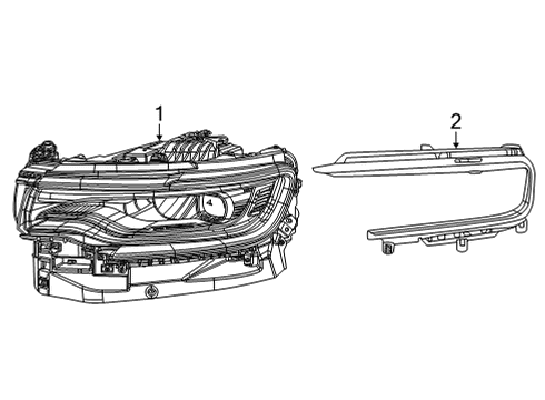 2022 Jeep Wagoneer Headlamp Components Part Diagram for 68406237AG