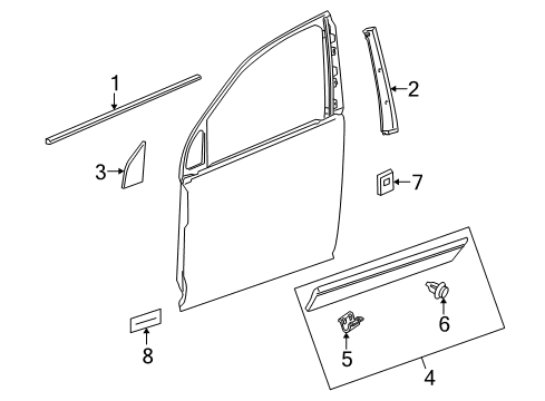 2009 Saturn Vue Exterior Trim - Front Door Applique Asm-Front Side Door Window Frame Rear Diagram for 95238092