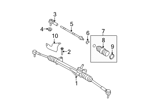 2008 Mercury Mariner Steering Gear & Linkage Gear Assembly Diagram for AM6Z-3504-BRM