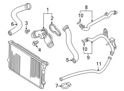 1999 BMW Z3 Hoses, Lines & Pipes Radiator Hose - Upper Diagram for 11531716641