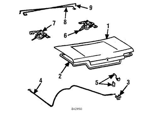 1984 Toyota Corolla Trunk Lid Luggage Compartment Door Lock Assembly Diagram for 64610-20070