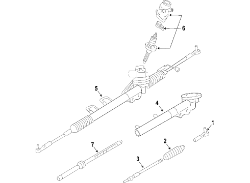 2004 Infiniti G35 P/S Pump & Hoses, Steering Gear & Linkage Power Steering Gear & Linkage Assembly Diagram for 49001-AM615