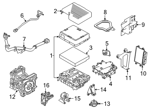 2020 Nissan Leaf Electrical Components Cover-Inverter Diagram for 12098-5SA0A