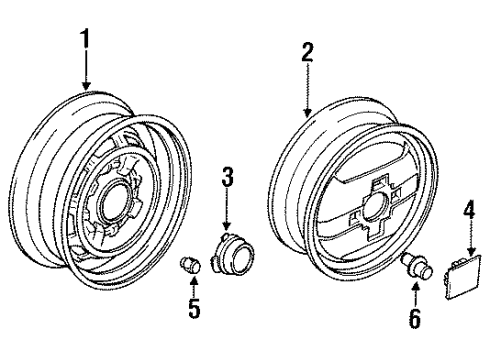 1985 Nissan Pulsar NX Wheels Black Original Wheel Rim Center Cap Diagram for 40315-06M00