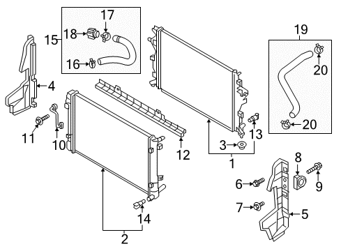 2020 Kia Niro Radiator & Components Radiator Assembly-Inverter Diagram for 25308-G2000