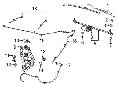 2022 Ram 1500 Wiper & Washer Components Hose-Windshield Washer Diagram for 68291573AC