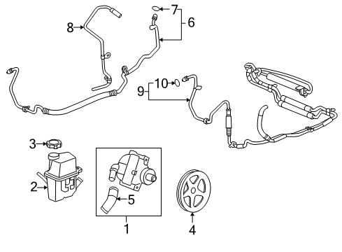 2009 Buick LaCrosse P/S Pump & Hoses, Steering Gear & Linkage Reservoir Kit, P/S Fluid Diagram for 88964568