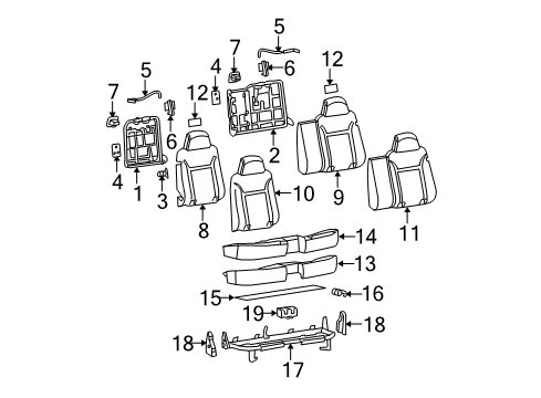 2012 GMC Canyon Rear Seat Components Release Cable Diagram for 19258543