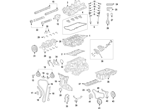2019 Jeep Cherokee Engine Parts, Mounts, Cylinder Head & Valves, Camshaft & Timing, Variable Valve Timing, Oil Cooler, Oil Pan, Oil Pump, Balance Shafts, Crankshaft & Bearings, Pistons, Rings & Bearings Bearing-Connecting Rod Diagram for 4893952AA