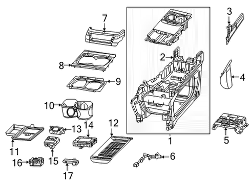 2021 Chrysler Voyager Center Console Bracket-Console Tray Diagram for 68226138AA