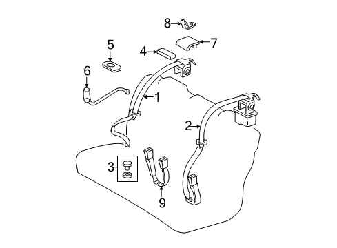 2008 Toyota Camry Seat Belt Latch Diagram for 73470-06070-B0