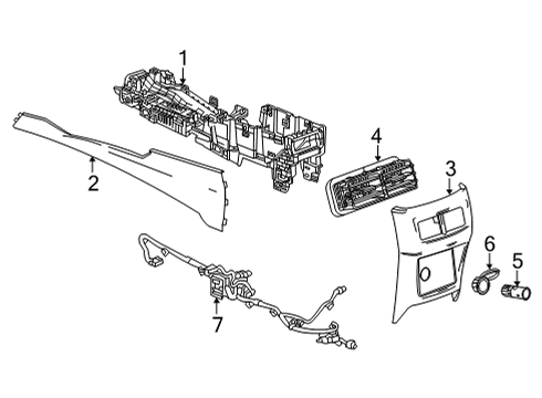 2022 Cadillac CT4 Center Console Console Base Diagram for 84760248
