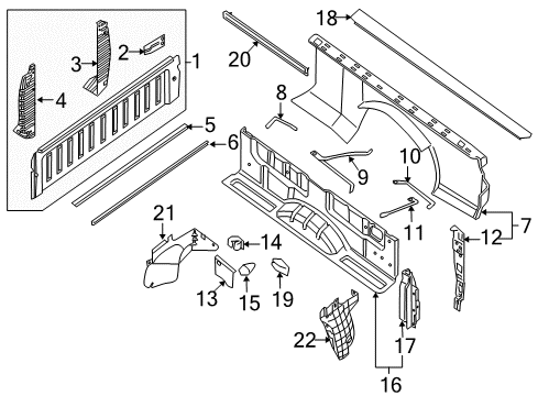 2008 Nissan Titan Front & Side Panels Cap-Bed Side, RH Diagram for 76996-ZR30A