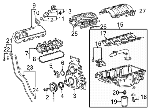 2021 Chevrolet Silverado 3500 HD Filters Oil Filter Diagram for 12684038