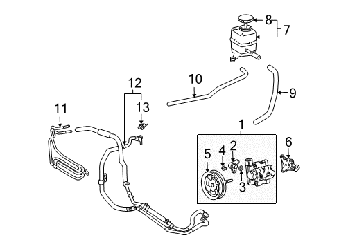 2007 Lexus LX470 P/S Pump & Hoses, Steering Gear & Linkage Oil Reservoir To Pump Hose, No.1 Diagram for 44348-60320