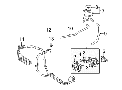 2007 Lexus LX470 P/S Pump & Hoses, Steering Gear & Linkage Union, Power Steering Suction Port Diagram for 44337-60140