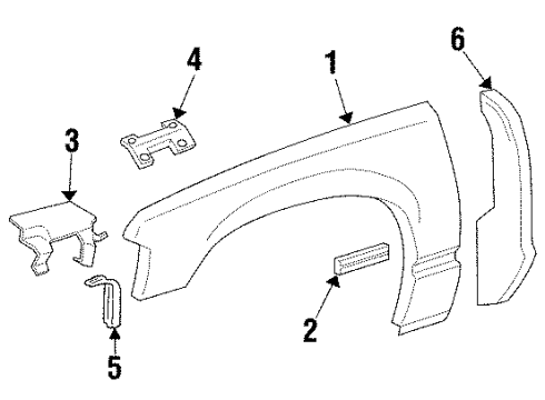 1999 Cadillac DeVille Fender & Components Reinforcement-Front Fender Front Lower Diagram for 25626882