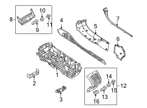 2010 Ford Taurus Center Console Console Base Diagram for AG1Z-54045B30-AA