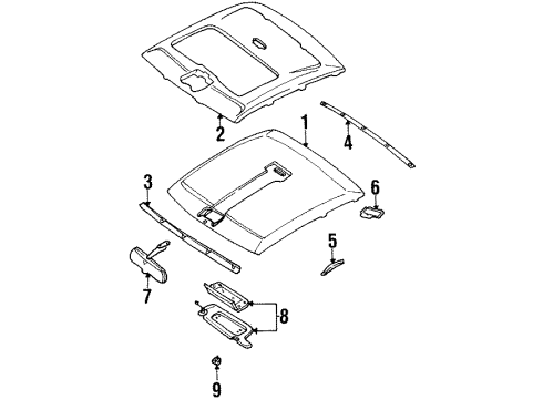 1992 Infiniti M30 Interior Trim - Roof Holder-SUNVISOR Diagram for 96409-F6674