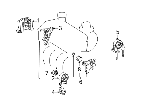 2005 Scion xB Engine & Trans Mounting Rear Mount Bracket Diagram for 12303-21070