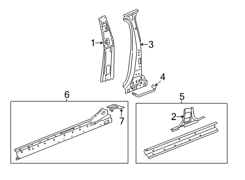 2020 Chevrolet Impala Center Pillar & Rocker Center Pillar Reinforcement Diagram for 23458527