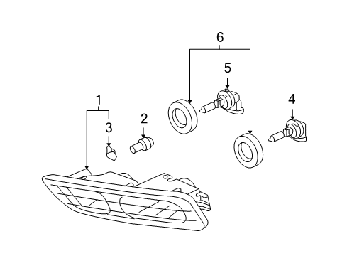 2007 Acura MDX Bulbs Lamp Unit, Passenger Side Diagram for 33901-STX-A01