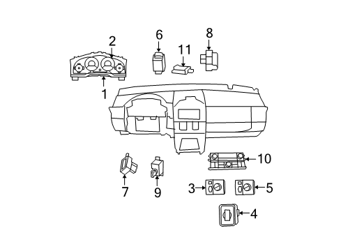 2009 Dodge Grand Caravan Switches Cluster-Instrument Panel Diagram for 5172244AD
