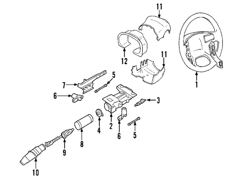 2010 Cadillac DTS Steering Column, Steering Wheel & Trim Steering Column Diagram for 20913987